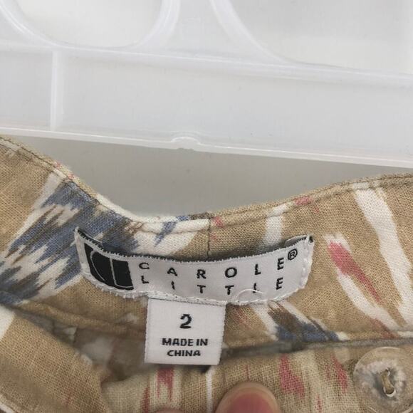 Carole Little pants bohemian linen blend summer vacation low rise wide leg sz 2 - Picture 4 of 7